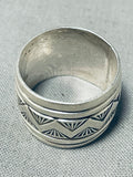 Tremendous Native American Navajo Sterling Silver Drum Band Ring-Nativo Arts