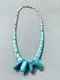 Very Old Vintage Native American Navajo Turquoise Heishi Sterling Silver Necklace Old-Nativo Arts