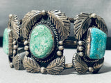 Milt Lasiloo Rare Vintage Native American Navajo Turquoise Sterling Silver Leaf Bracelet-Nativo Arts