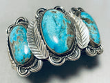 One Of The Best Vintage Native American Navajo Blue Diamond Turquoise Sterling Silver Bracelet-Nativo Arts