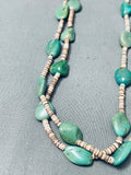 Chunky Green Turquoise Vintage Native American Navajo Heishi Necklace