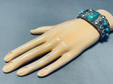 Native American Early 1900's Vintage Navajo Turquoise Sterling Silver Bracelet Old-Nativo Arts