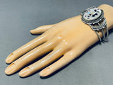 Spectacular Vintage Native American Zuni Mother Of Pearl Sterling Silver Bracelet-Nativo Arts