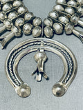 All Silver Vintage Native American Navajo Sterling Silver Squash Blossom Necklace- 187 Grams-Nativo Arts