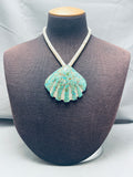 Early 1900's Vintage Santo Domingo Green Turquoise Sterling Silver Necklace-Nativo Arts
