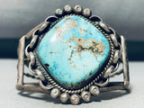 Interlocking Bezel!! Vintage Native American Navajo Turquoise Sterling Silver Bracelet-Nativo Arts