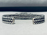 Crow Springs Rare Turquoise! Vintage Native American Navajo Sterling Silver Bracelet-Nativo Arts
