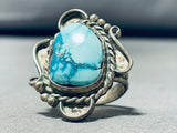 Breathtaking Vintage Native American Navajo Carico Lake Turquoise Sterling Silver Ring-Nativo Arts