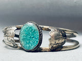 Very Rare Apache Turquoise Vintage Native American Navajo Sterling Silver Bracelet-Nativo Arts