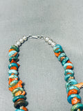 Stellar Vintage Signed Native American Navajo Inlay Jet Turquoise Cosmic Bear Necklace-Nativo Arts