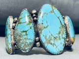 One Of The Largest Vintage Native American Navajo #8 Turquoise Row Sterling Silver Bracelet-Nativo Arts