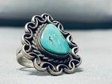 Twirls Of Love Vintage Native American Navajo Turquoise Sterling Silver Ring Old-Nativo Arts