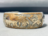 Whimsical Vintage Native American Navajo Handcarved Silver Storyteller Eeyore Bracelet-Nativo Arts