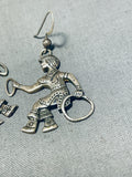 Outstanding Vintage Native American Navajo Sterling Silver Hoop Dancer Earrings-Nativo Arts