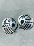 Important Amazing Vintage Native American Hopi Sterling Silver Earrings-Nativo Arts