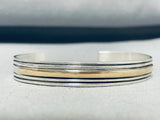 Sleek Vintage Native American Navajo 14k Gold Sterling Silver Bracelet-Nativo Arts