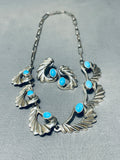 Kay Roberts Vintage Native American Navajo Turquoise Sterling Silver Necklace-Nativo Arts