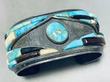 6.5 Inch Wrist Opulent Vintage Native American Navajo Turquoise Inlay Sterling Silver Bracelet-Nativo Arts