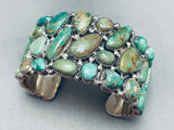 Jamie Kee 116 Grams Vintage Native American Navajo Green Turquoise Sterling Silver Bracelet-Nativo Arts