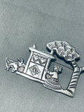 Amazing Vintage Native American Navajo Sterling Silver Weaver Pin Signed-Nativo Arts