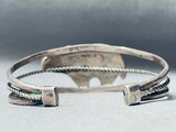 Intricate Bear Vintage Native American Zuni Turquoise Inlay Sterling Silver Bracelet-Nativo Arts