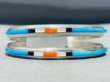 Very Rare Split Shank Native American Zuni Turquoise Inlay Sterling Silver Bracelet-Nativo Arts
