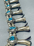 Gasp! Lee Vintage Native American Navajo Turquoise Sterling Silver Squash Blossom Necklace-Nativo Arts