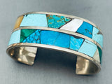 Important Keyenta Az Vintage Native American Navajo 7' Wrist Sterling Silver Inlay Bracelet-Nativo Arts
