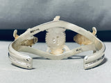 Sensational Native American Navajo Handcarved Sterling Silver 3 Toads Bracelet-Nativo Arts