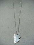 Signed Vintage Native American Acoma Turquoise Sterling Silver Owl Necklace-Nativo Arts