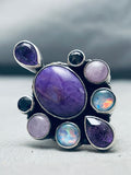 One Of Best Native American Navajo Amethyst Sterling Silver Ring Signed Sharon Sandoval-Nativo Arts