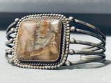 Mud Agate Vintage Native American Navajo Early Sterling Silver Bracelet Old-Nativo Arts