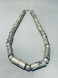 Long Tubes! Vintage Native American Navajo Sterling Silver Choker Style Necklace-Nativo Arts