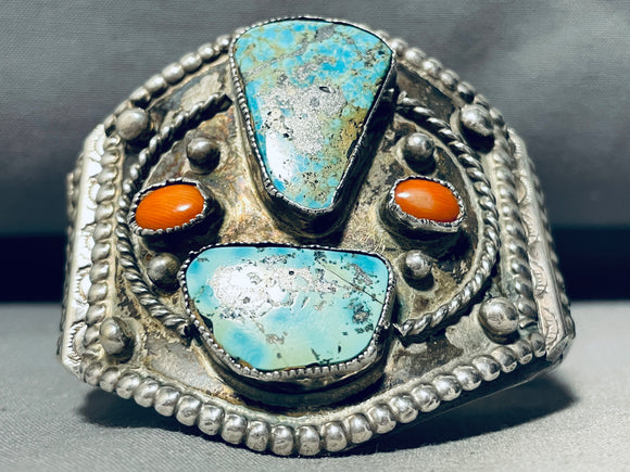 Museum Vintage Native American Navajo #8 Turquoise Sterling Silver Bracelet-Nativo Arts