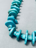 222 Grams Heavy Turquoise Disc Vintage Native American Navajo Heishi Necklace