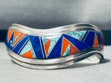 Harry Jim Vintage Native American Navajo 6.5 Inch Wrist Turquoise Sterling Silver Inlay Bracelet-Nativo Arts