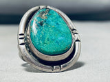 Brilliant Vintage Native American Navajo Blue Green Turquoise Sterling Silver Huge Ring-Nativo Arts