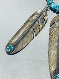 One Of The Biggest Dangling Feather Vintage Native American Navajo Sterling Silver Necklace-Nativo Arts