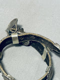 Authentic Vintage Native American Navajo Sterling Silver Concho Leather Bracelet-Nativo Arts