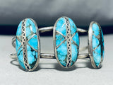 Dave Yellowhorse! Vintage Native American Navajo Blue Diamond Turquoise Sterling Silver Bracelet-Nativo Arts