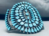 Unique Technique Flat Turquoise Vintage Native American Zuni Sterling Silver Bracelet-Nativo Arts