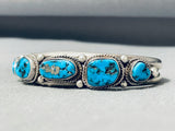 Majestic Vintage Native American Navajo Morenci Turquoise Sterling Silver Bracelet-Nativo Arts