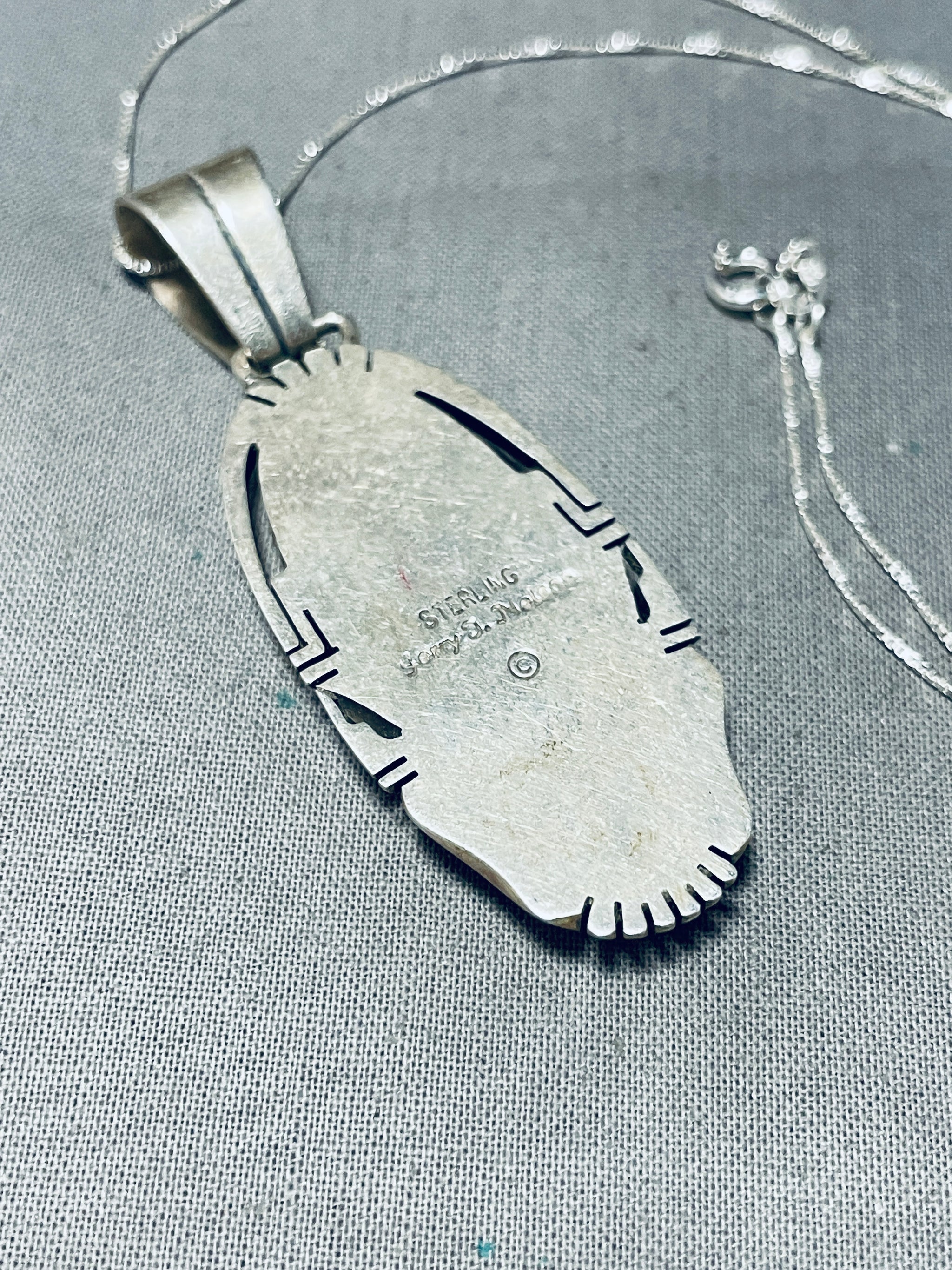 Jerry Nelson Native American Navajo Spiderweb Turquoise Sterling