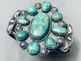 One Of The Best Vintage Native American Navajo Royston Turquoise Sterling Silver Rope Bracelet