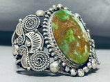 Statement High Grade Royston Turquoise Vintage Native American Navajo Sterling Silver Bracelet-Nativo Arts