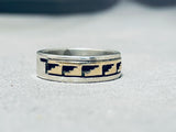 Excellent Vintage Native American Navajo Sterling Silver And 14k Gold Ring Signed P. Skeets-Nativo Arts