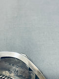 Hand Carved Pottery!!! Vintage Native American Navajo Sterling Silver Bracelet Old-Nativo Arts