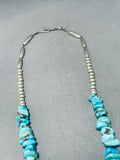 Native American Amazing Vintage Santo Domingo Kingman Turquoise Sterling Silver Necklace-Nativo Arts