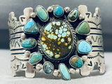 Enchanting Native American Navajo Signed Spiderweb Royston Turquoise Sterling Silver Bracelet-Nativo Arts