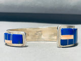 6 Inch Wrist Vintage Native American Navajo Lapis Inlay Sterling Silver Bracelet Cuff-Nativo Arts